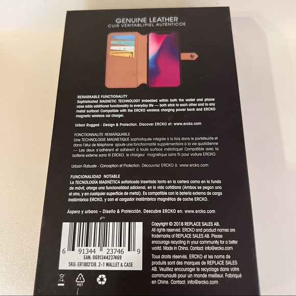 Wallet case for iPhone XS by ERCKO Wallet Case Leather New - Picture 7 of 16